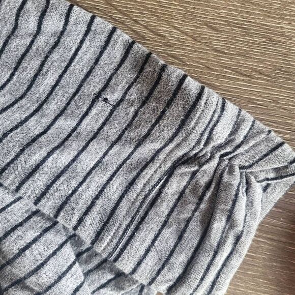 Theory Womens Small Open Front Cardigan Black Gray Stripe Ruched Long Sleeves - Picture 7 of 9